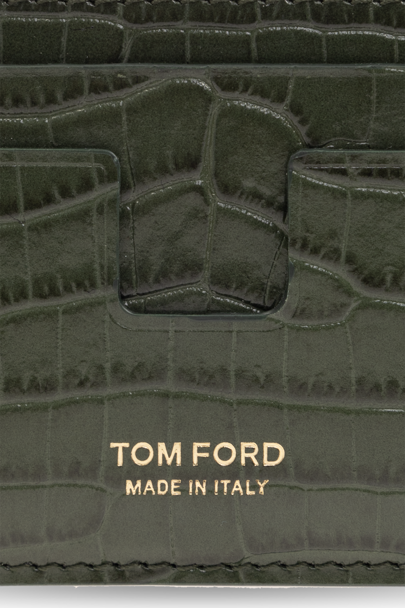 【送料&関税込】Tom Ford Leather Card Holder TOM FORD Men's Croc-Printed Leather T-Line Card Holder